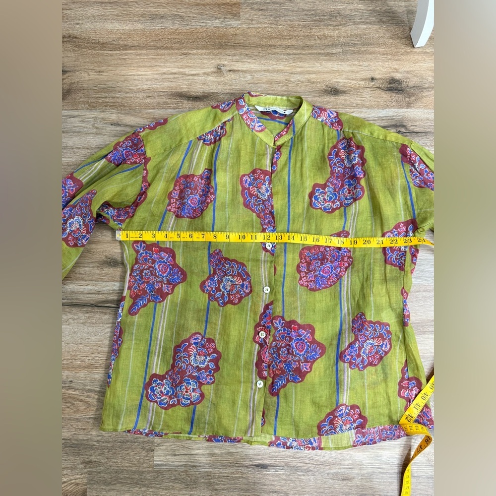 Zara Gulli Ramie Blouse Size M - Picture 9 of 10